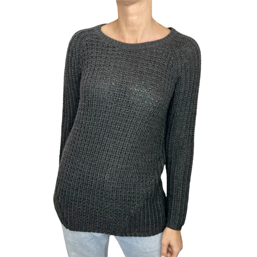 ONLY minimalist preppy grey raglan sleeve crew neck tunic pullover sweater S